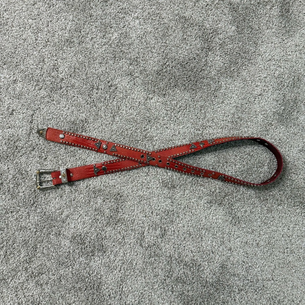 Vintage Western Reptile Concho Studded Belt - Picture 4 of 7